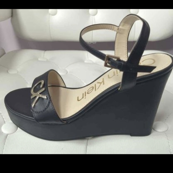 Calvin Klein Black Wedge Sandals - Picture 3 of 4